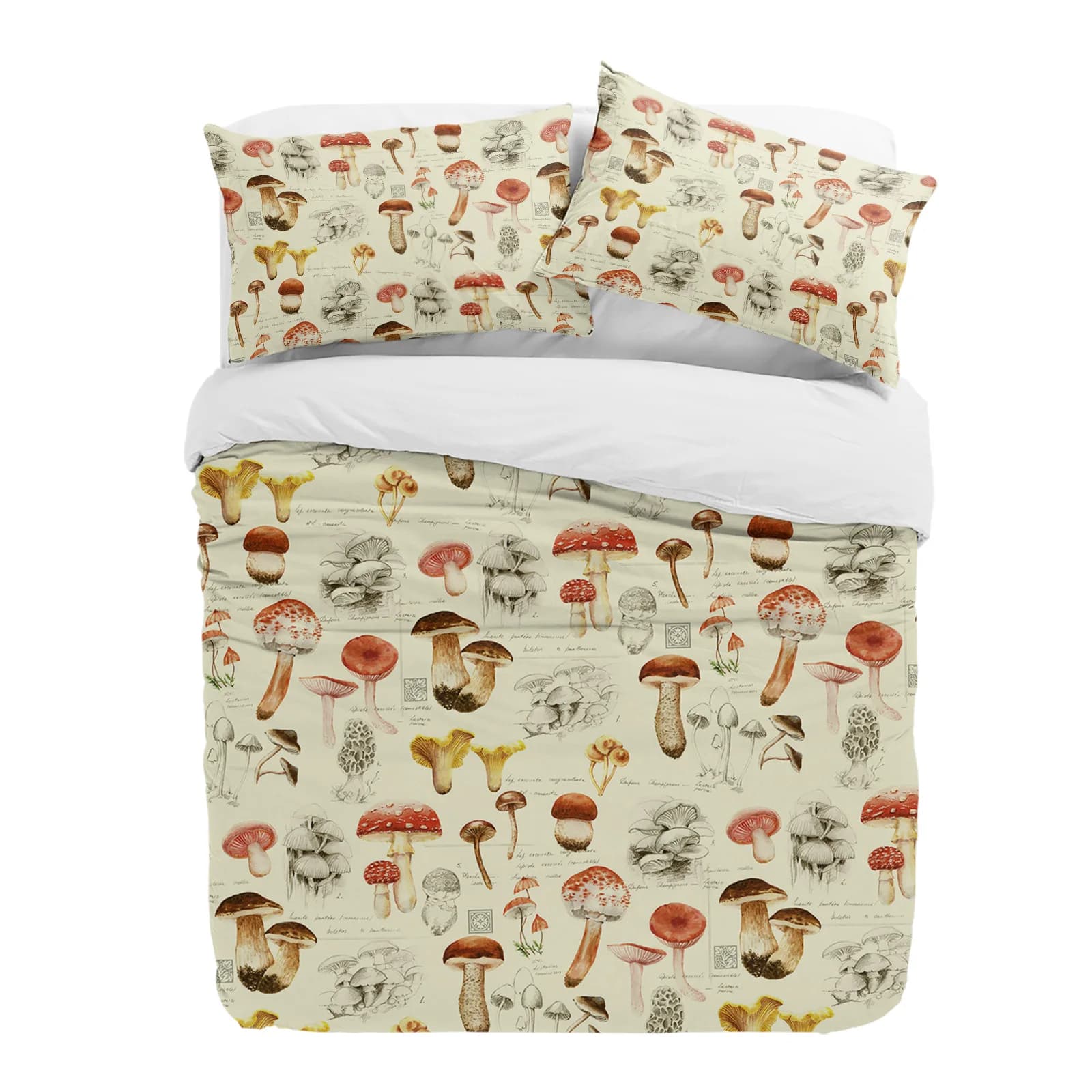 Set di biancheria da letto vintage 3 pezzi con pianta a fungo per letto matrimoniale Tessili per la casa Copripiumino Copripiumino Federa
