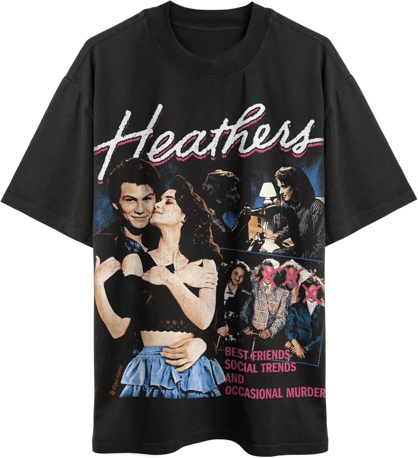 Heathers 80s Teen Movie T Shirt Retro Best Friends Social Trends Graphic Print Cotton Oversized Short Sleeve Tee for Fans