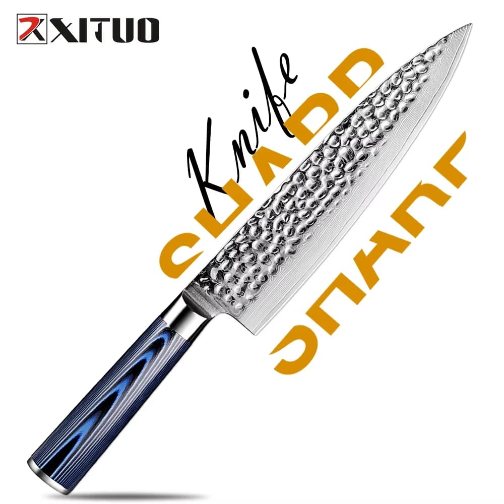 XITUO 8" Damascus cook knife Japanese professional kitchen knife VG-10 stainless steel with ultra sharp blade, ergonomic handle