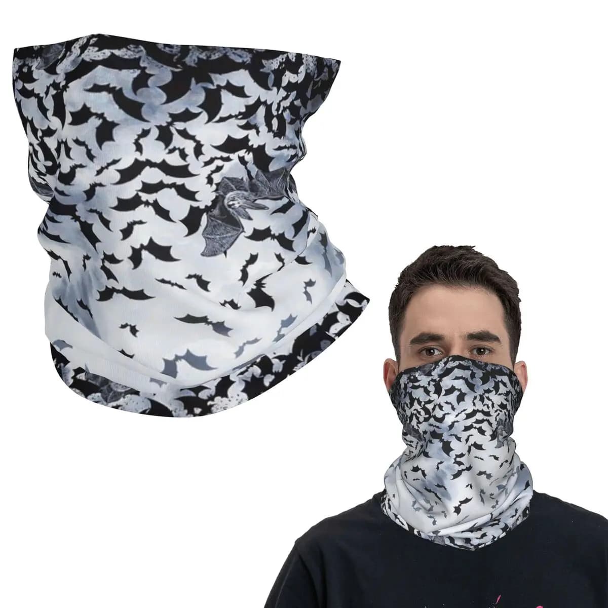 Gotico Pipistrelli di Halloween Bandana Copri collo Sciarpa avvolgente stampata Maschera calda per uomo Donna Adulto Antivento