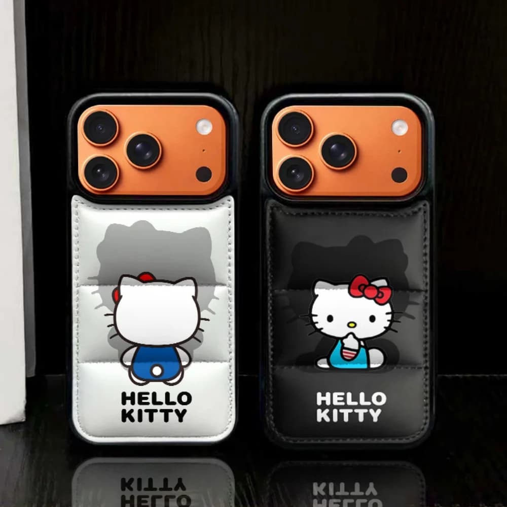 Nice fabric phone case with luxury KT Back Down jacket for iPhone 11 12 13 Pro 14 15 16 Plus 17 Pro Max Air Silicone Soft Cover
