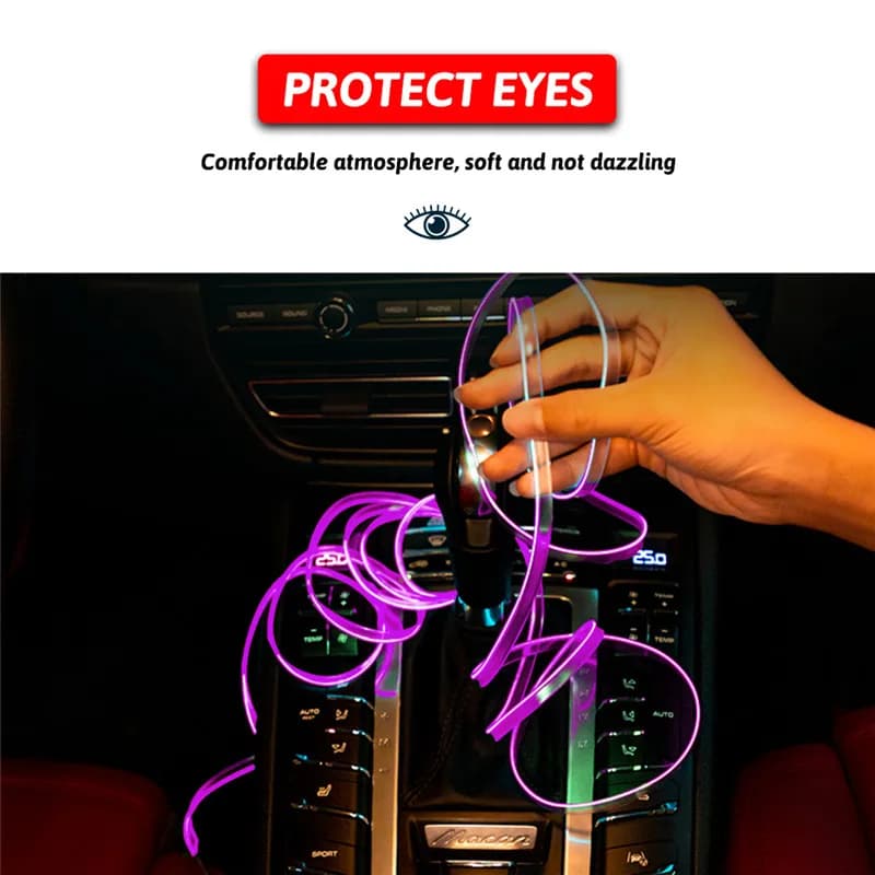 Neon ambientale delle luci interne dell'atmosfera della striscia LED dell'automobile di 2M per gli Accessori del prodotto dell'automobile di Nissan Land Rover Cadillac Mitsubishi Renault