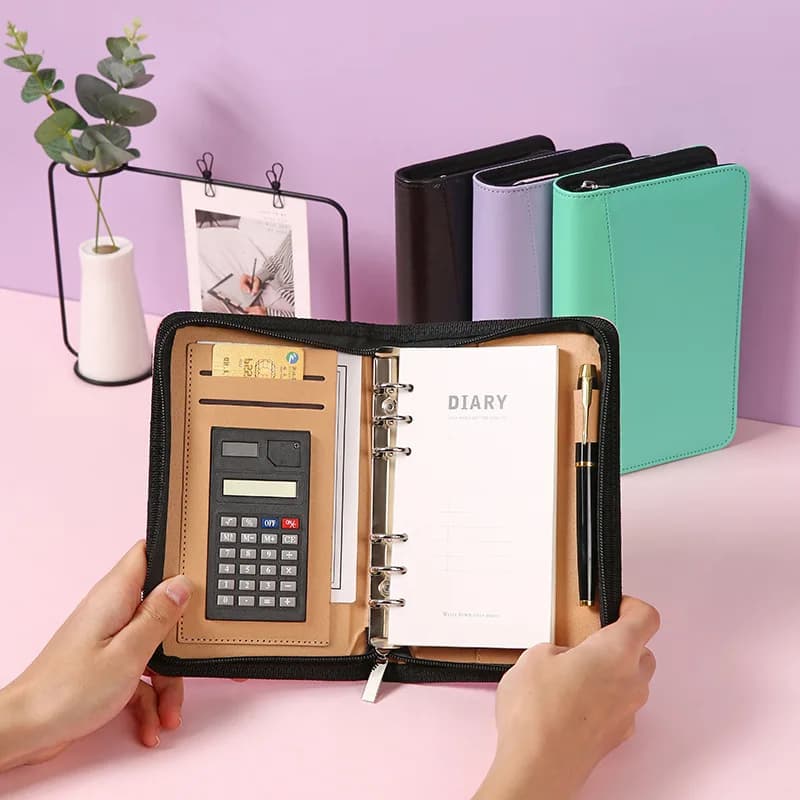 1 pz Copertina per raccoglitore A6 in pelle, ricaricabile, per foto, album fotografici, organizer, agenda, cartella con cerniera, portatile
