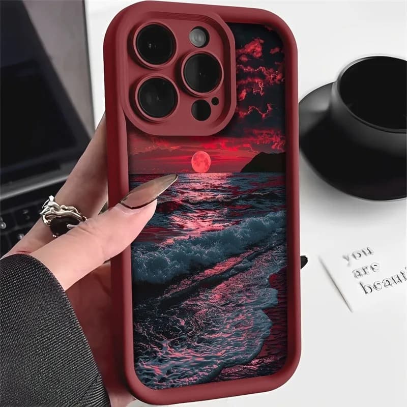 Red Sunset Beach Wave Phone Case for Oppo Realme 16 15T C71 C75 C65 C63 C67 C55 C53 C35 C33 15 14 13 12 GT6 GT3 Pro 4G 5G Cover