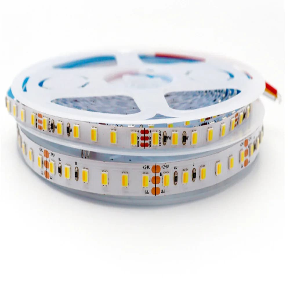 Striscia LED CCT da 5 m ad alta luminosità 24 V doppio colore 120 LED / m Lampada da parete per soffitto regolabile a due colori 2700k-6500k 3000k 4000k 6000k