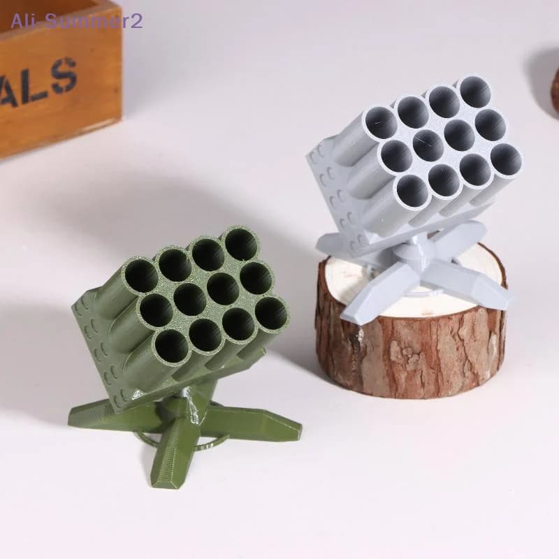 {Summer2} Scatola portaoggetti per batteria a forma di missile stampata in 3D 12 griglie Portabatteria AA Organizzatore creativo per ornamenti da tavolo