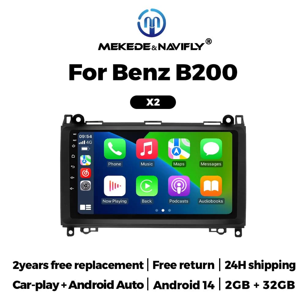 Android 14 Autoradio Wireless Carplay for Mercedes-Benz W169 W245 B200 W906 Sprinter W639 GPS navigation Multimedia video player for cars