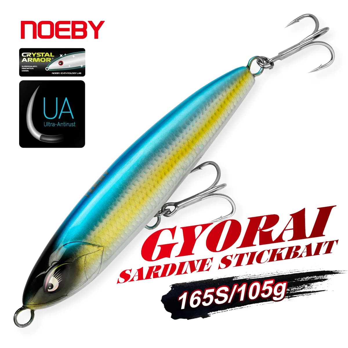 Noeby Stickbait Esca da pesca 165mm 105g± Affondamento Matita oscillante Esca dura artificiale rinforzata Tonno marino GT Esche da pesca