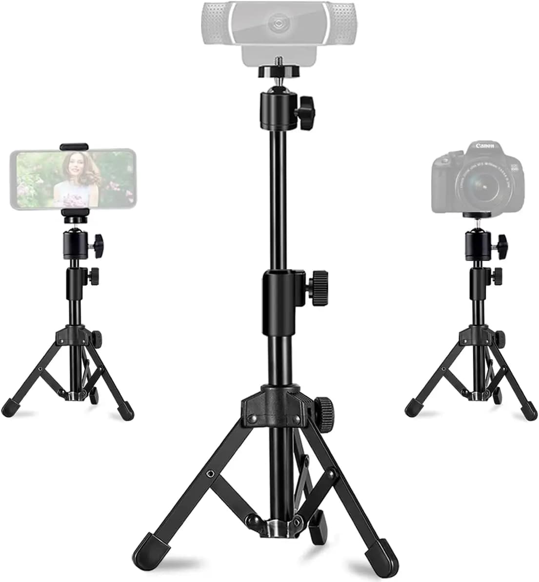 Supporto treppiede regolabile per webcam da scrivania, compatibile con Logitech C920/C922/iPhone/Ring Light, 11,5-18 pollici
