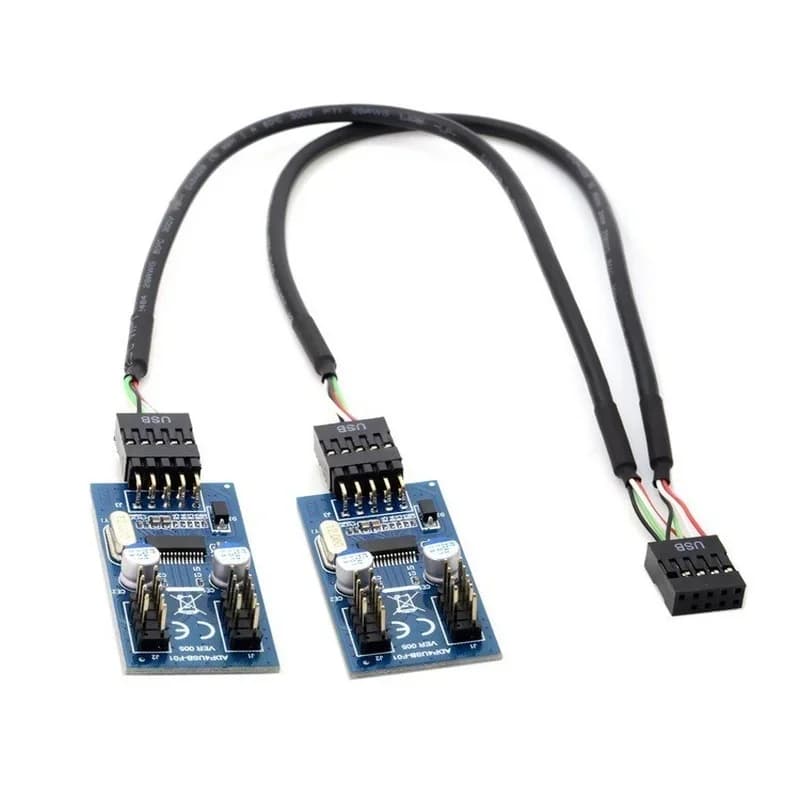 USB 9 Pin Male 1 to 2/4 Female Desktop Extension Cable Card USB2.0 Adapter HUB 9 Pin Multilier Connector