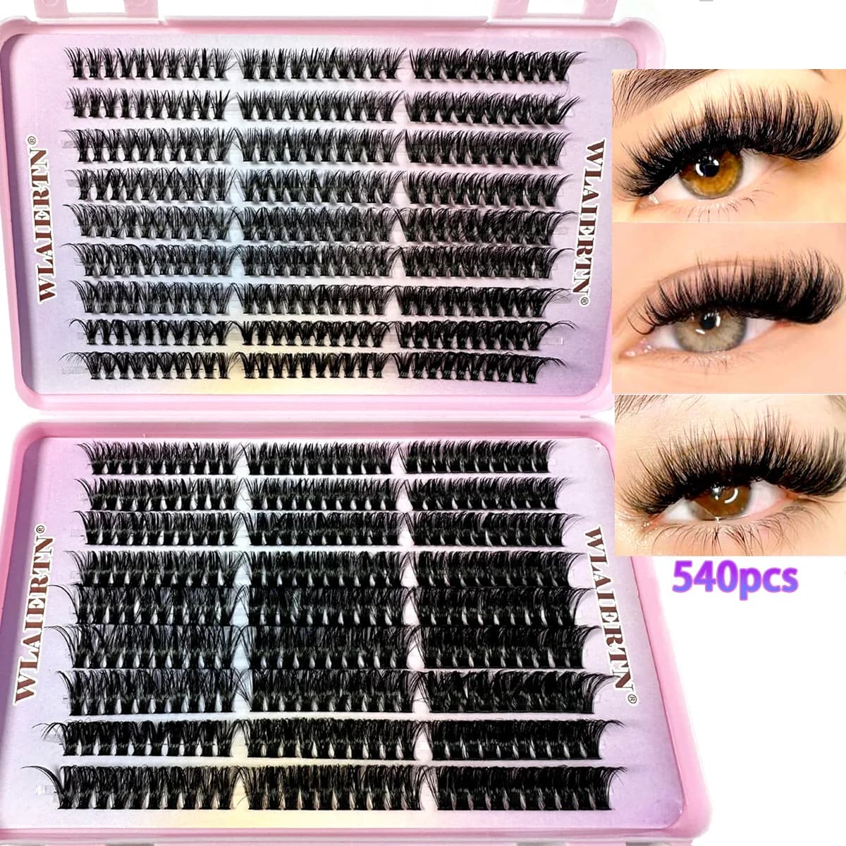 Fake Eyelashes 540Cluster C curled 9-16mm Extension natural blended 3D Russian Stripe Makeup Tool personal eyelashes