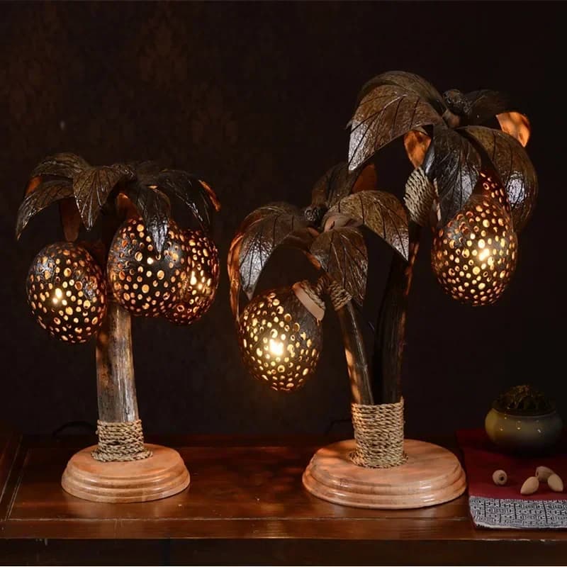 Hot sales Creative desk lamp Coconut tree lamp Bedroom bedside Internet celebrity atmosphere Night Handmade home accessories