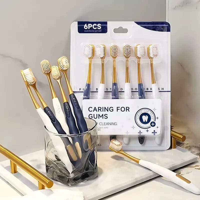 Set of 6 toothbrushes for adults with soft bristles, Deep Cleaning and Care of the Magistrates, Whitening, Portable Travel Case, Suitable for Sensitive Tooths