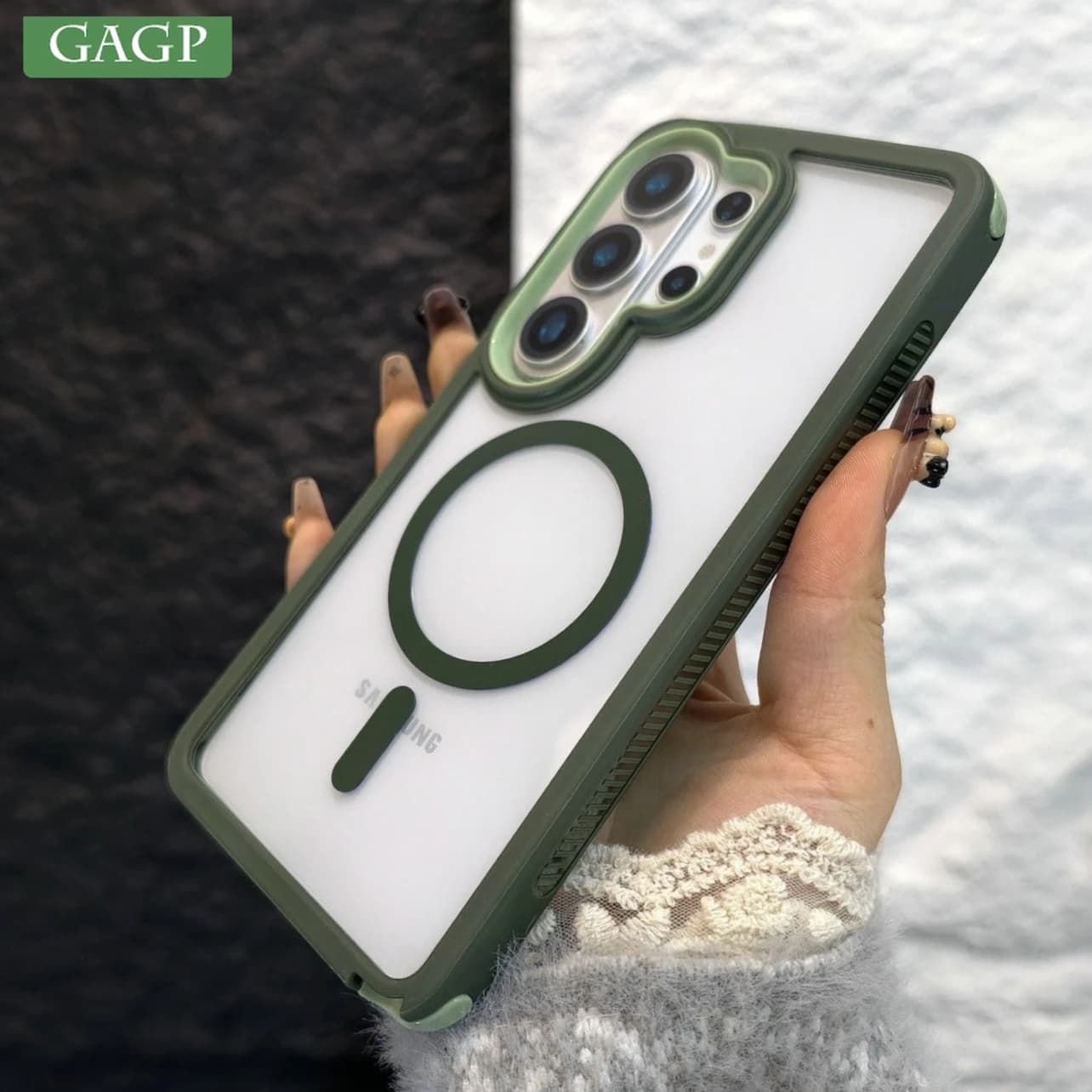 Transparent for Magsafe Case For Samsung S26 Ultra S25 Edge S24 Plus S23 FE A57 A37 A17 A56 A36 A55 2 in 1 Anti-kncok Cover