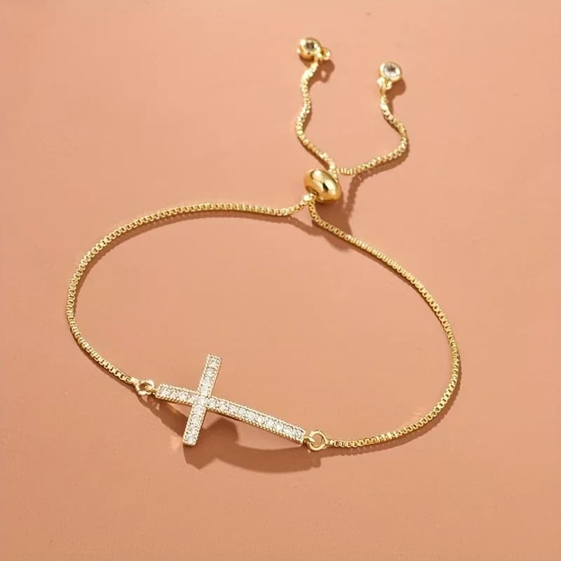 Bracciale a croce, gioiello regolabile e allungabile, stile vintage, adatto per l'uso quotidiano, come regalo, accessori per tutte le stagioni