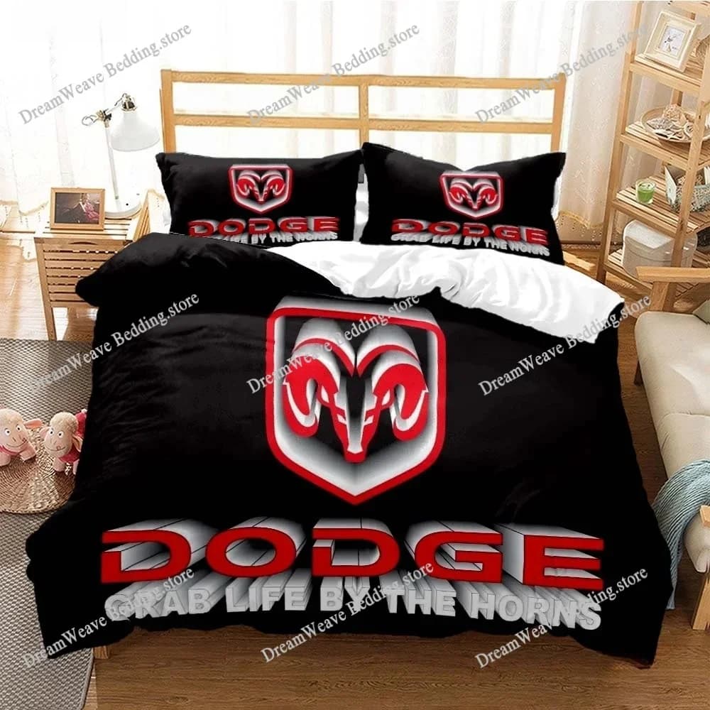Set di biancheria da letto con copripiumino per tutte le stagioni Fashion D-Dodge-Ram-Car, copripiumino morbido e federe, singolo/doppio/queen/king7