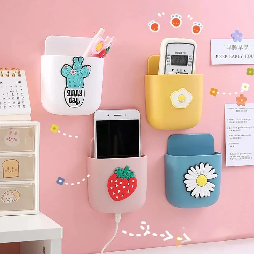 Organizzatore da scrivania autoadesivo, carino e multifunzionale, porta penne, porta telecomando e porta cellulare, per la casa.