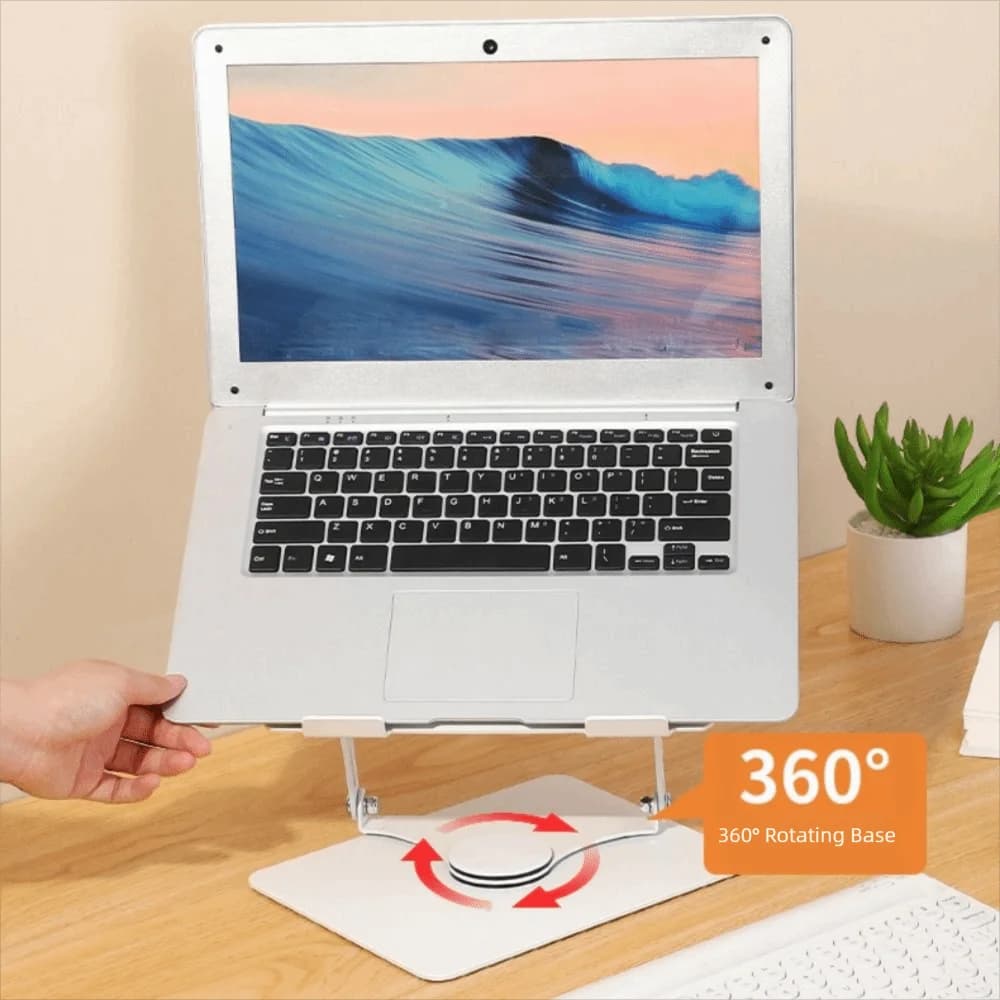 Base girevole a 360 gradi Supporto per computer portatile Sollevatore pieghevole Riser per computer Staffa per laptop con dissipazione del calore in acciaio al carbonio per scrivania