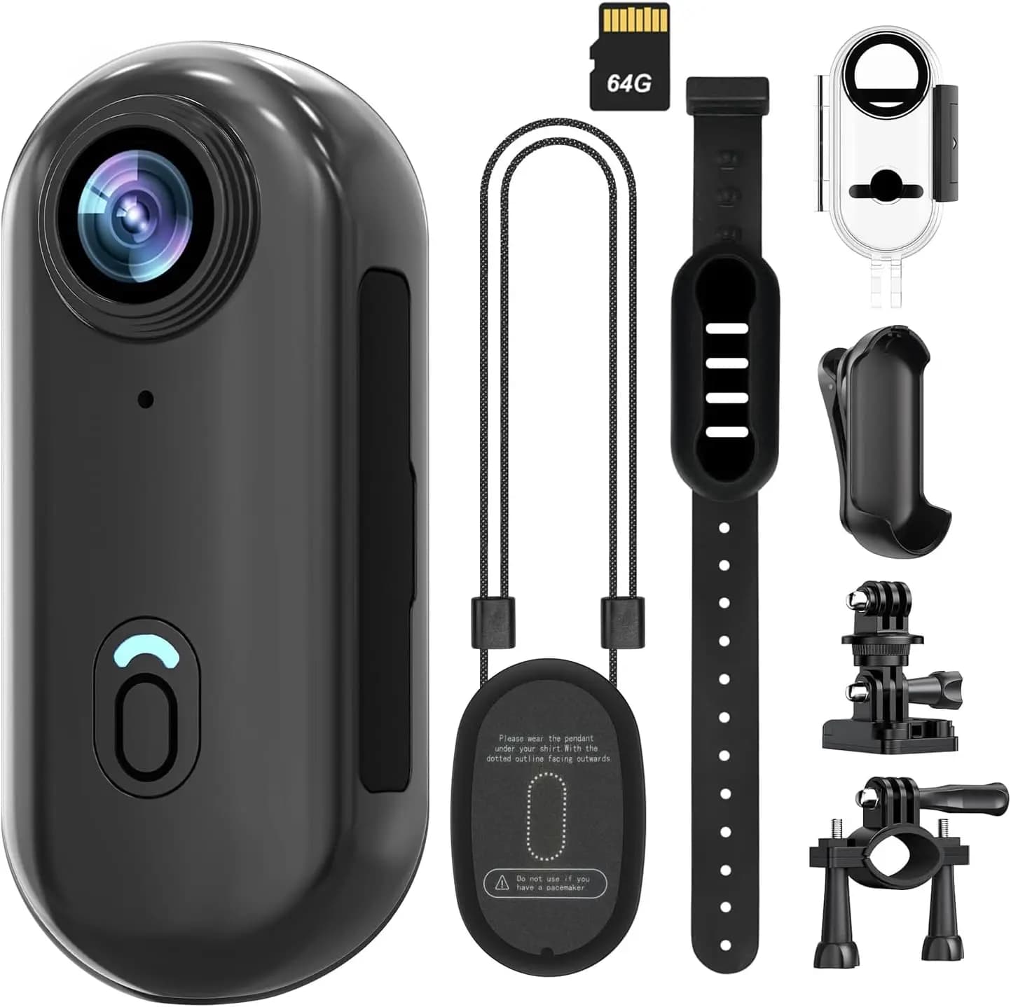 Mini Bodycam 4K WiFi, Waterproof Magnetic Action Camera Wearable with 64GB Card for Sport