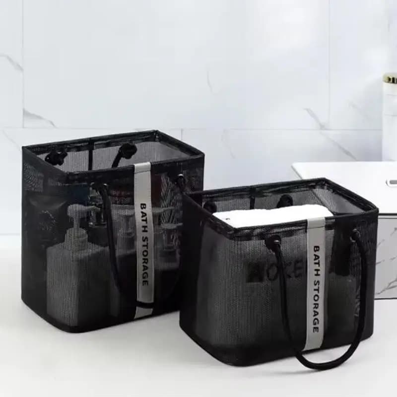 Cesto Portabiancheria Pieghevole Portatile in Rete con Tasche Portaoggetti per Bagno, Dormitorio e Organizzazione in Viaggio