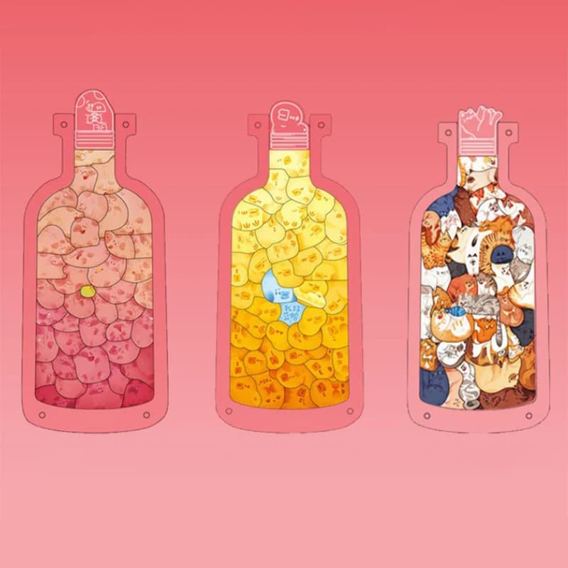 Acrylic Puzzle Cute 3D Jigsaw Toy Animal Cat Pig Cartoon Shape Creative Hard Block Assembly Bottle Funny Game Girl Children Gift