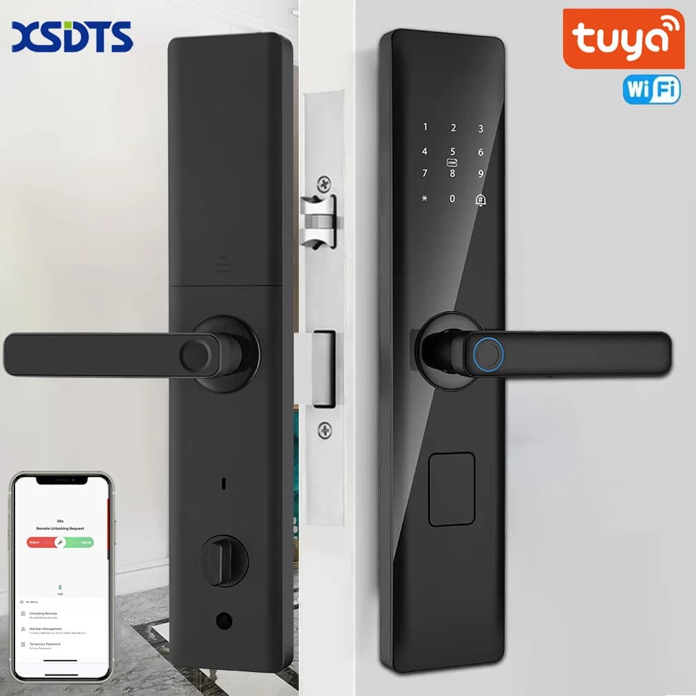 Tuya Smart Lock Wirelss con Password dell'impronta digitale IC Card Unlock Support USB Emergency Charge Handle Direction regolabile muslimah