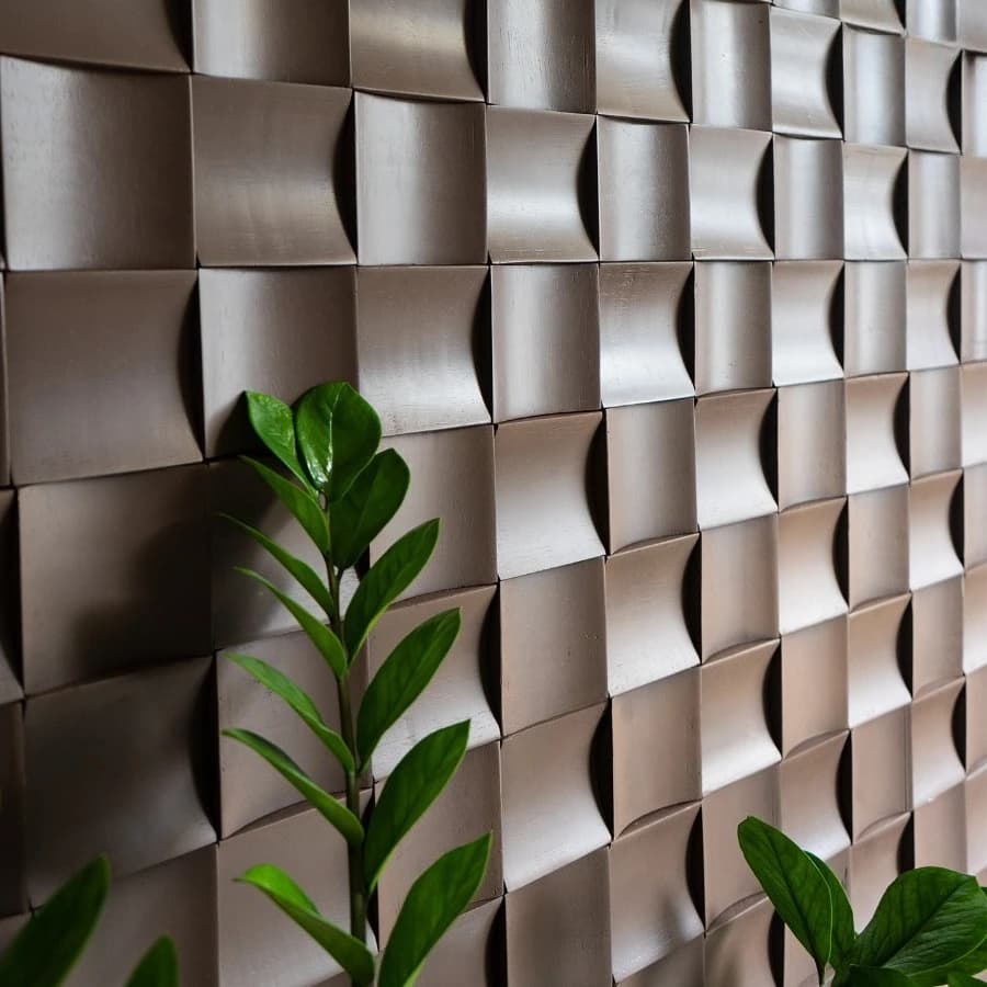 Curved Black Walnut Log Solid Wood Mosaic Tiles Wooden Acoustic Diffuser Panel Board Villa Hotel TV Background Wall Decor