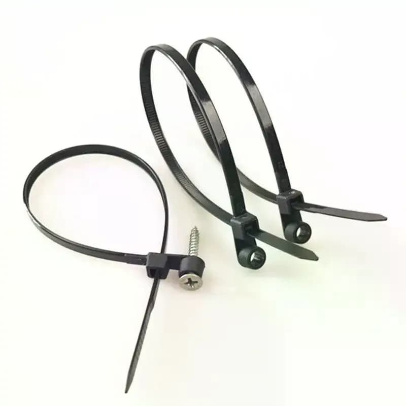 100PCS Screw Hole Cable Ties Reusable Fixed Nylon Cable Ties Self-locking Cord Ties Straps Fastening Loop Office Organizer