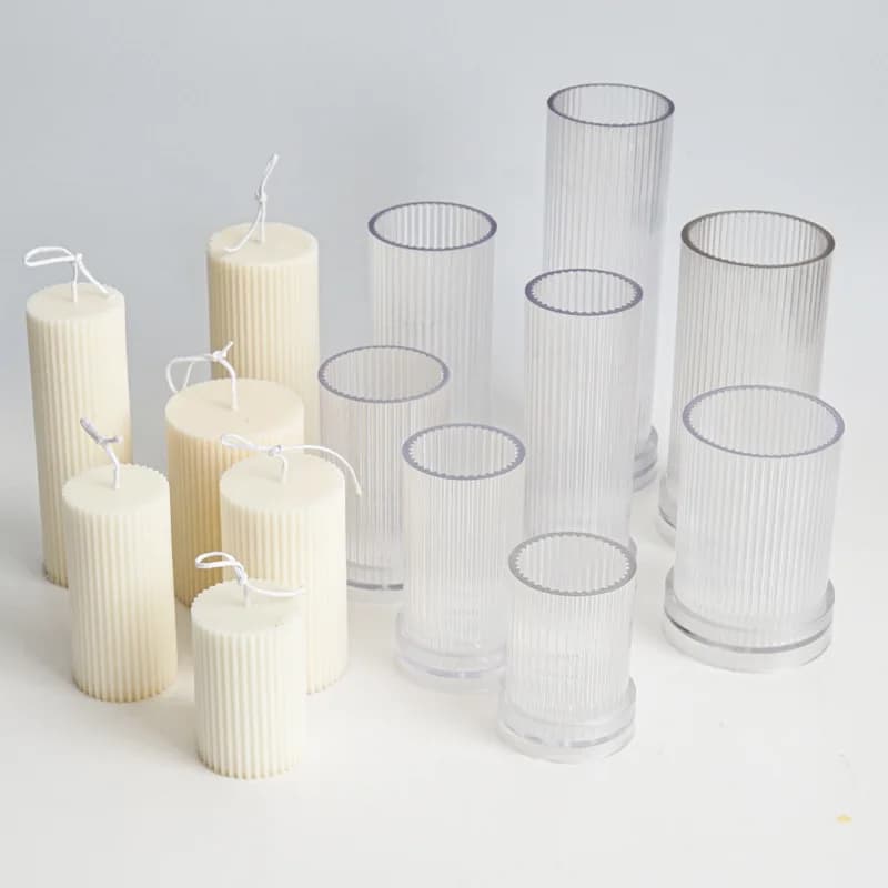 New DIY DIY Round tooth end cylindrical candle mold plastic striped candle PC mold acrylic plastic candle making mold kit