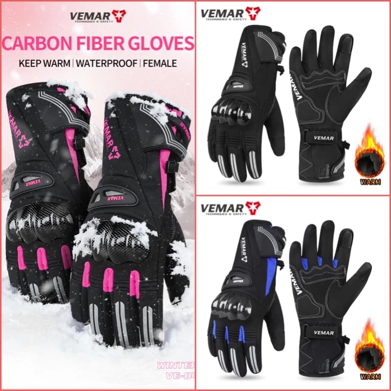 VEMAR Urban Commuter Motocross Gloves for Cold Weather, Men Lady Windproof Waterproof Thermal Anti-fall Winter Motorcycle Gloves