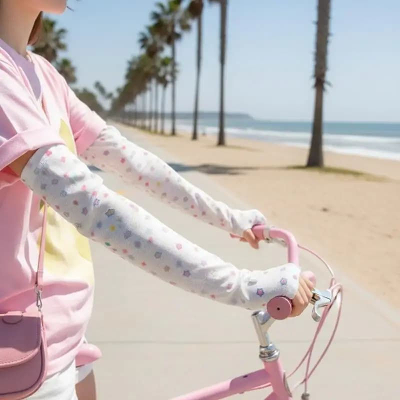 New Women Breathable Arm Sleeves Cute Colorful Star Design UV Proof Sunscreen Covers for Summer Beach Running Travel
