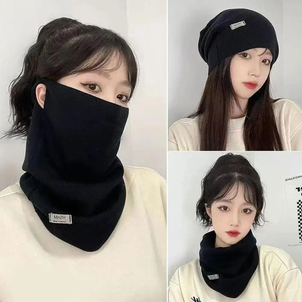Maschera calda invernale per donna Protezione per il collo ispessita in peluche Copertura per il viso Maschere per sciarpa da sci antivento per sport all'aria aperta regolabili