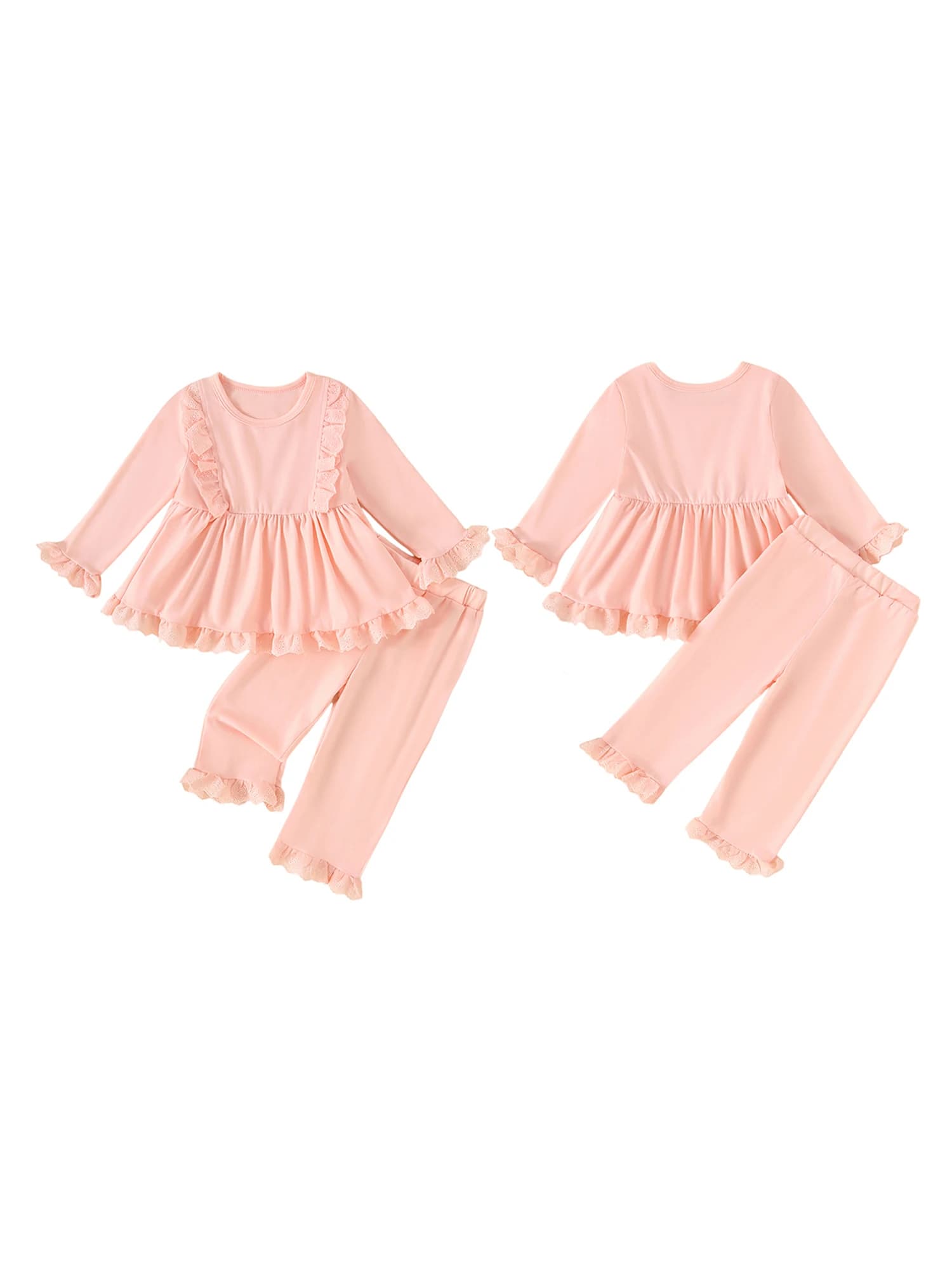 Adorabili vestiti autunnali invernali per bambina con stampa floreale, colletto con volant, pullover e leggings, set da 2 pezzi