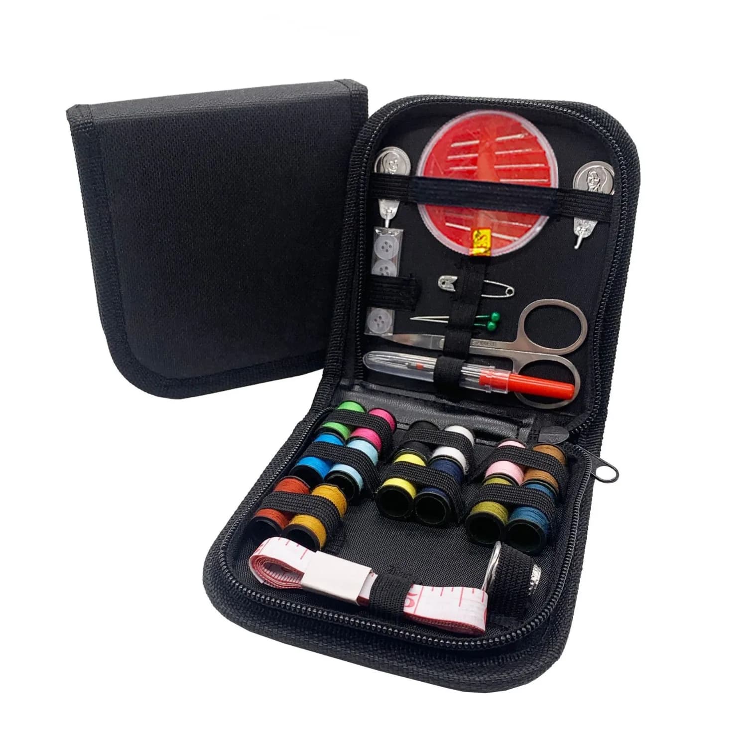 Mini kit da cucito multifunzione per casa e viaggio, pratici accessori da cucito con ditali e spille di sicurezza per riparazioni quotidiane di indumenti
