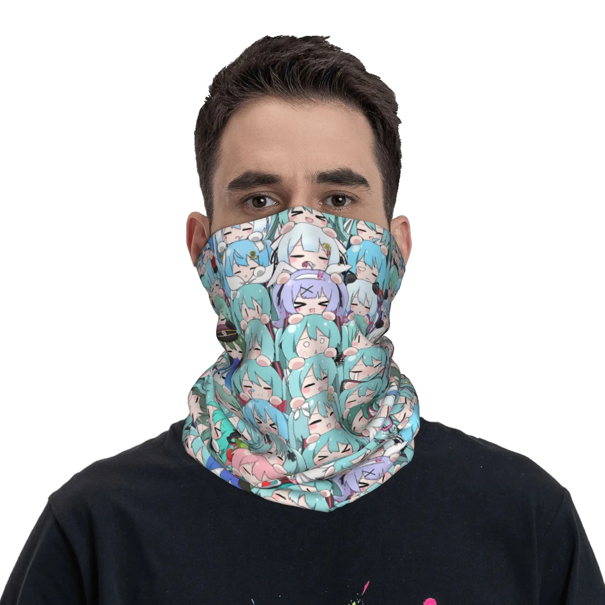 Bandana Personalizzata H-Hatsuned M-Mikus, Sciarpa Protettiva UV per Viso e Collo, Copricapo Tubolare Balaclava per Uomo e Donna