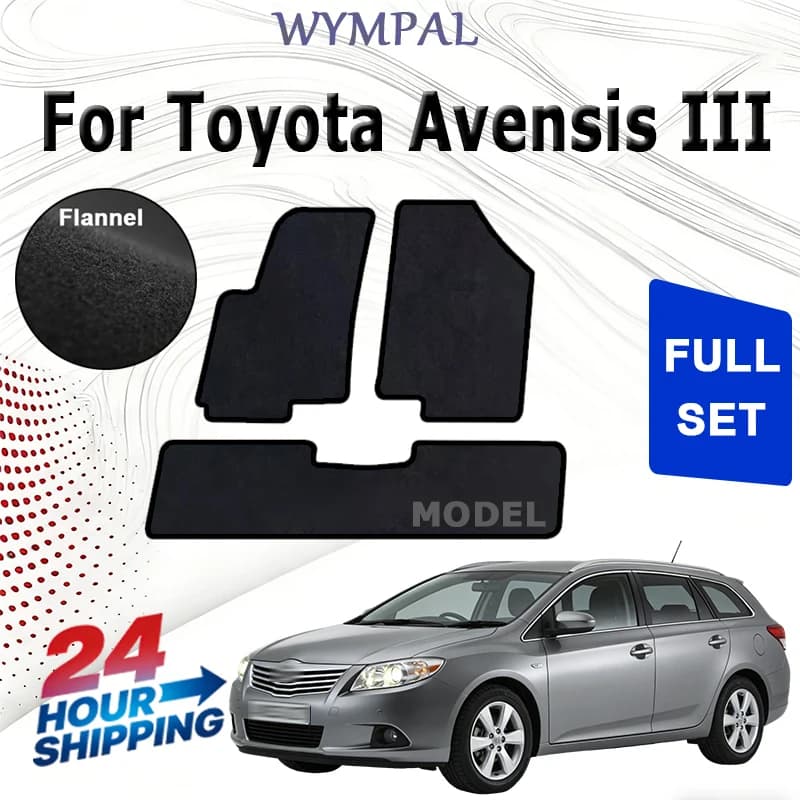 Set di tappetini in nylon velour per Toyota Avensis III T27 berlina liftback (2009-2018) - Nero