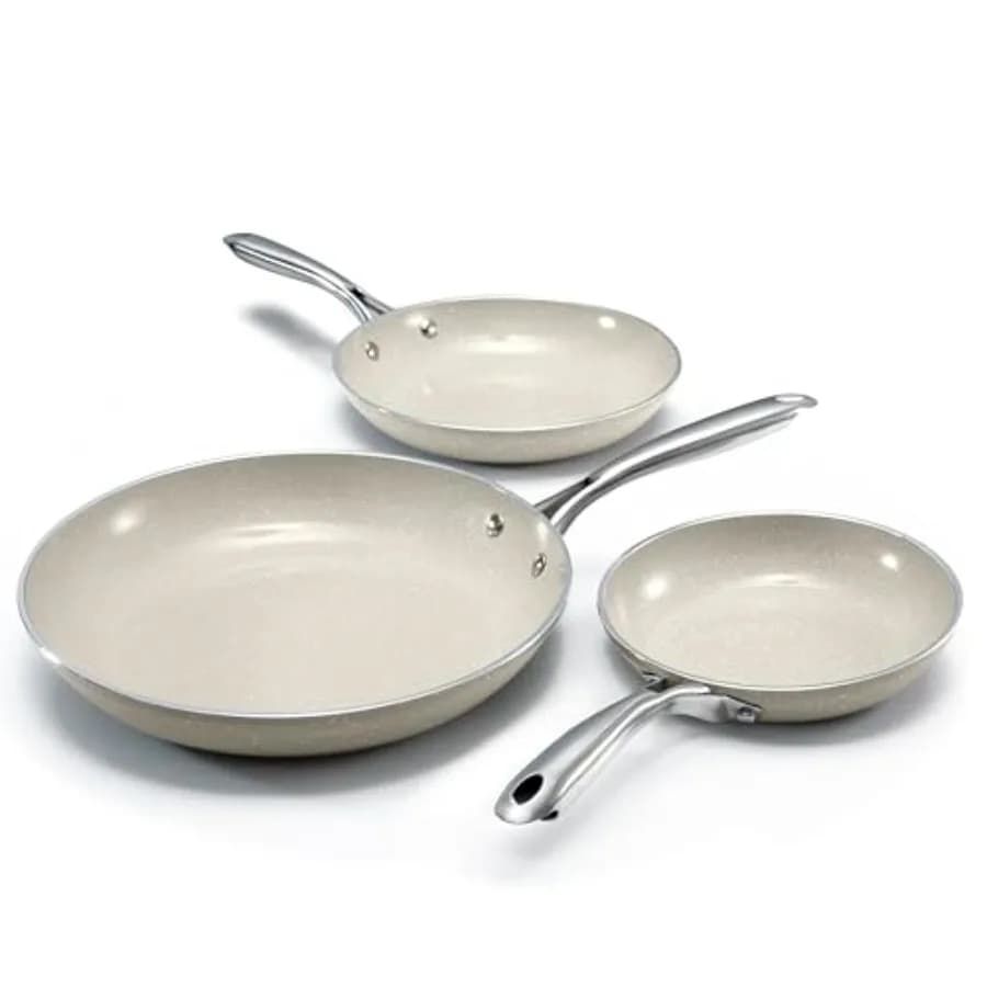 Set di 3 padelle antiaderenti Ceraluxe da 8, 10 e 12 pollici, padelle in ceramica non tossiche per cucinare