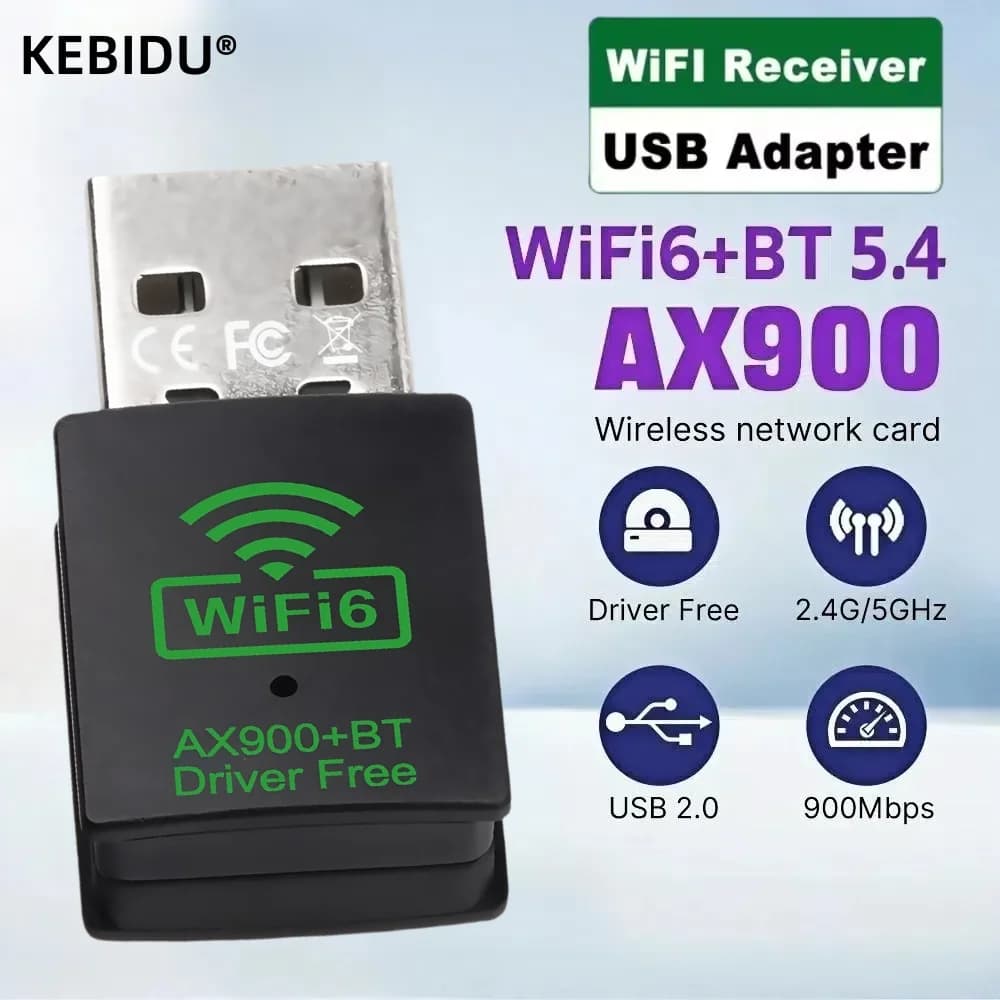 Adattatore USB WiFi Bluetooth 5.4 da 900 Mbps Dongle 2in1 Dual Band 2.4G 5GHz WiFi 5 Ricevitore Wlan wireless di rete DRIVER GRATUITO