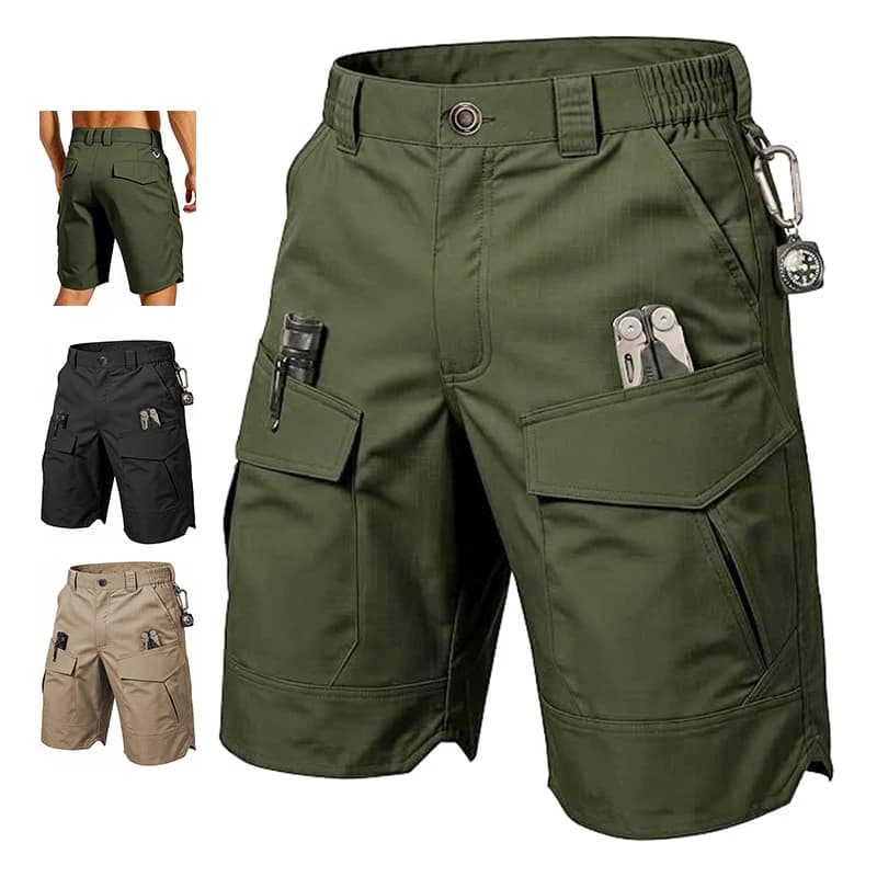 Men's Tactical Cargo Work Shorts Waterproof Rip-Stop 3D Cutting Multi-Pocket Outdoor Camping Hiking Combat Shorts（No belt）