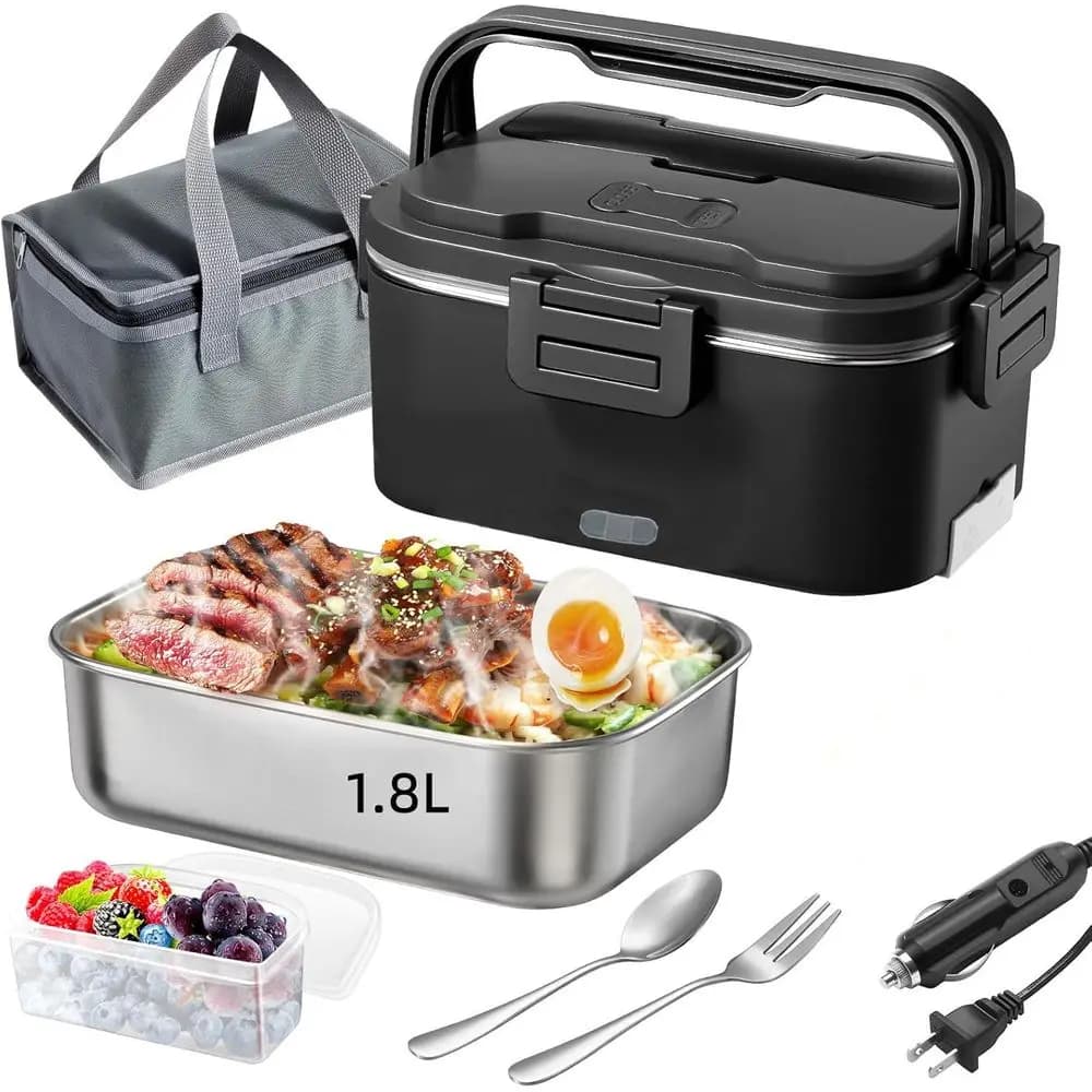 Scaldavivande Portatile da 100W 1.8L per Adulti, 12V/24V/110V, Contenitore Rimovibile in Acciaio Inox 304 (Nero)
