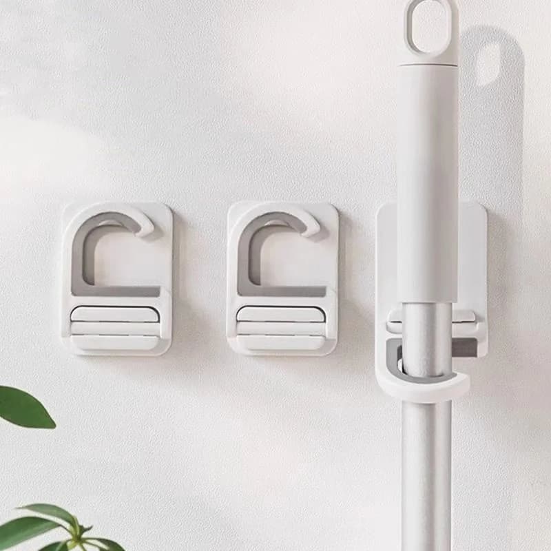 Wall Mount Broom Mop Clip Holder Self-adhesive Broom Brush Mop Hanger Organizer Rack Kitchen Bathroom Storage Multi-Purpose Hook