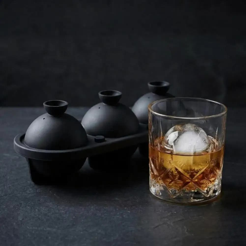 Durable Food Grade Ice Tray Tennis Ball Silicone Ice Cube Tray 3-cavity Whiskey Sphere Mold for Cocktails for Bourbon