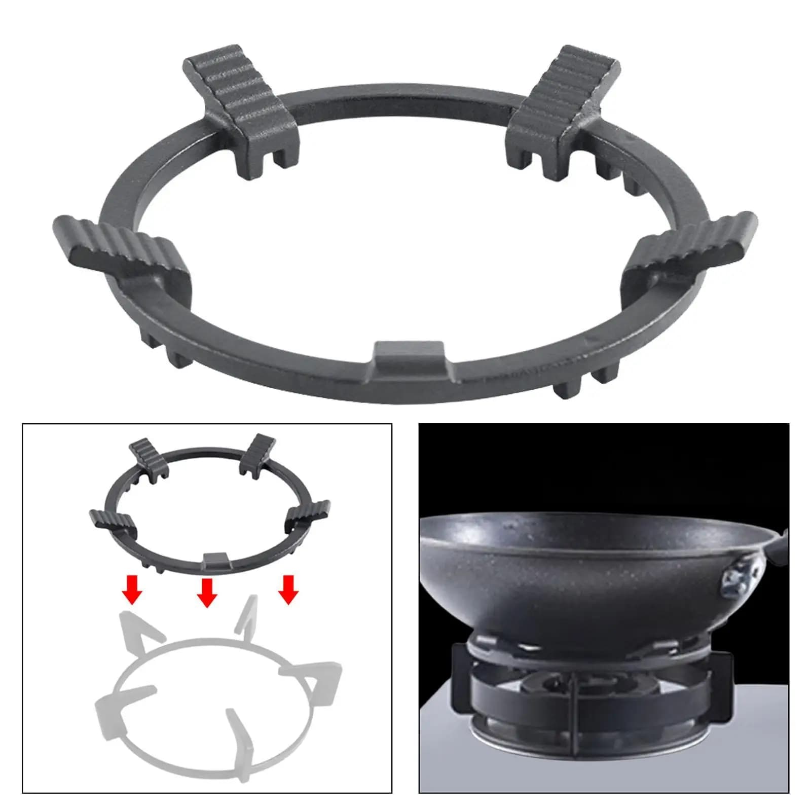 Cast Iron Wok Ring Milk Pot Holder Wok Rack for Stovetop Coffee and Espresso Makers Cooking Smaller Cookware Camping Sauce Pans