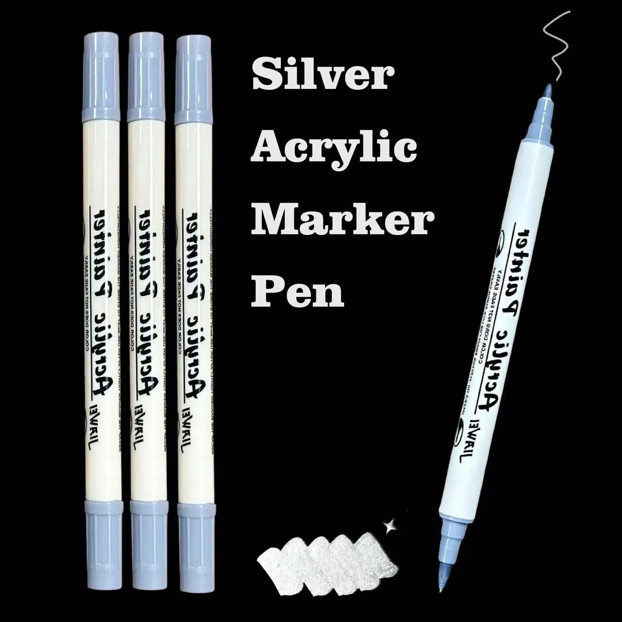 3/5pcs Silver Color Acrylic Marker Paint Pen for Black Paper Stone Glass Wood DIY Craft Art Supplies