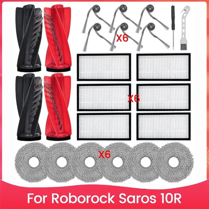 Parti di Ricambio N18R per Robot Aspirapolvere Roborock Saros 10R, Set Accessori con Spazzola Principale, Spazzole Laterali, Filtri HEPA e Panni per Pulizia