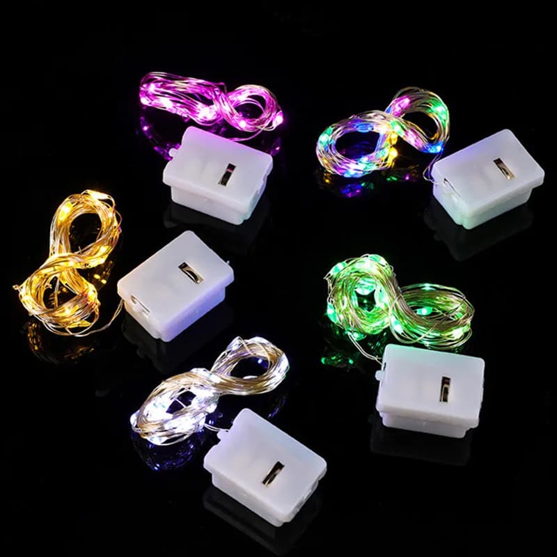 5 pezzi di lucine a LED a batteria con filo di rame remoto, ghirlanda di luci per la decorazione della festa nuziale di Natale