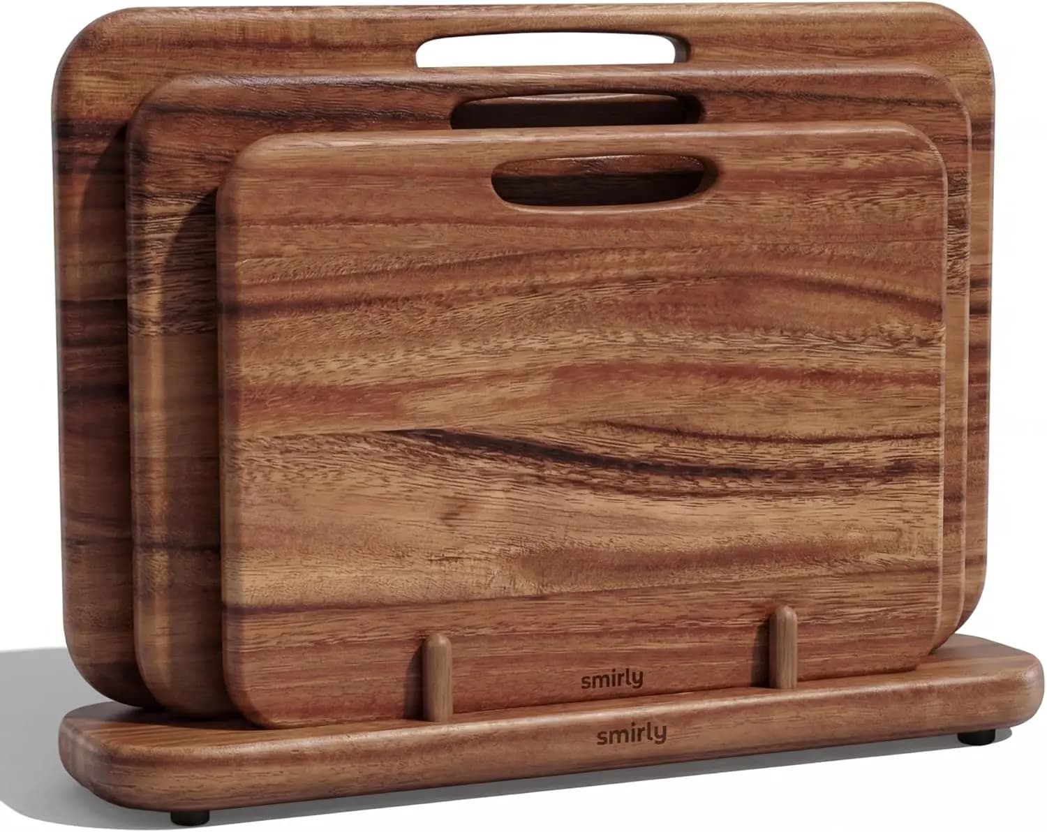 Set di Taglieri in Noce a Doppia Faccia con Supporto, 3 Pezzi, Robusti Taglieri in Legno per Cucina, Non Tossici per Carne, Verdura e Frutta