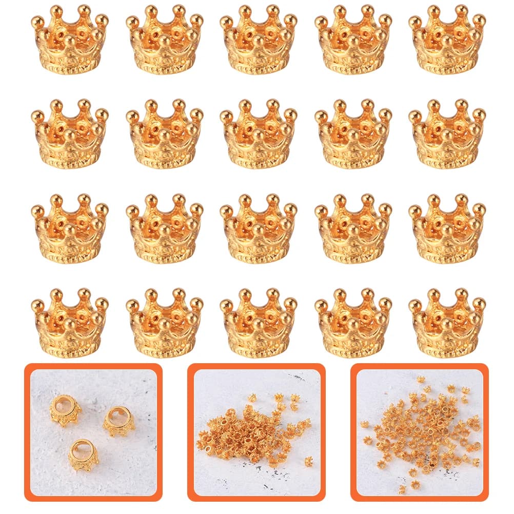 50 pezzi accessori per gioielli ciondoli a corona per realizzare catena a mano Mini corone collana connettori per bracciali perline distanziatrici in oro sfuso