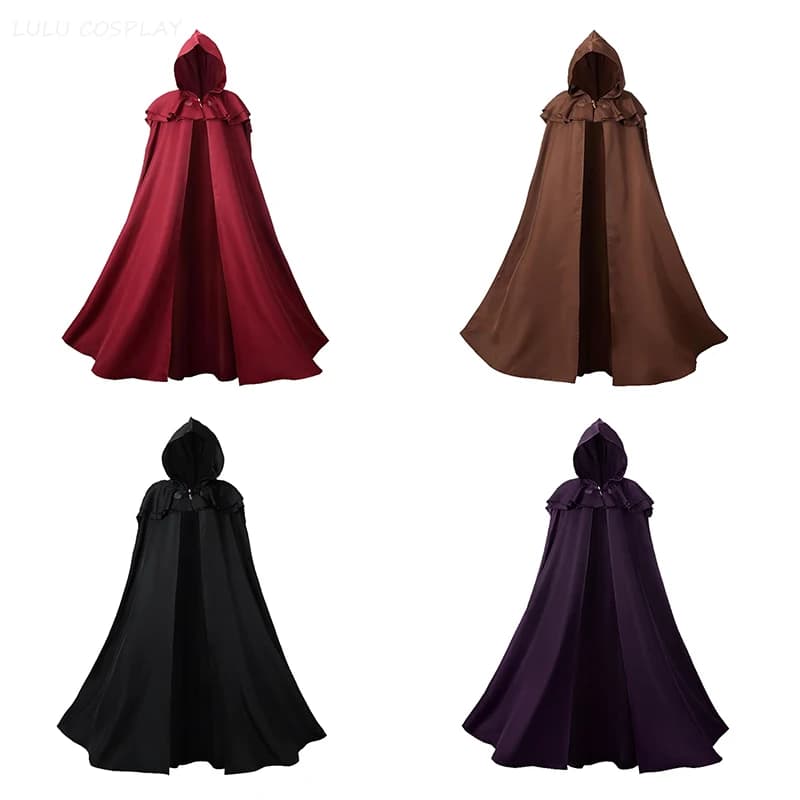 Medieval Knight's Knits, Cosplay Costume, for Men and Women, Halloween, Carnival, Party, Wizard's Knits, Long Black Mantle, Cosplay Clothing