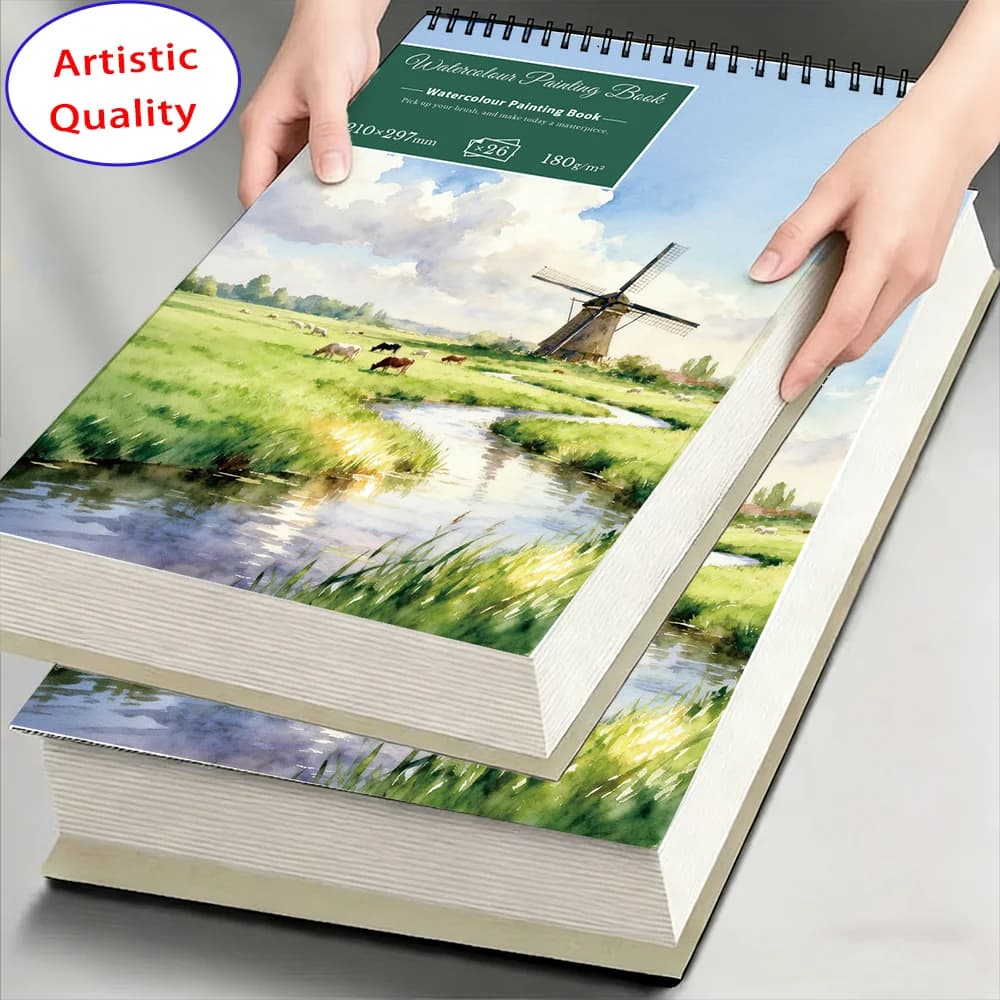 180GSM Plain Watercolor Sketchbook A4/A5, 26 Sheets Unprinted Art Paper Pad for Students Artists, Ideal for Hand Drawing, Sketch
